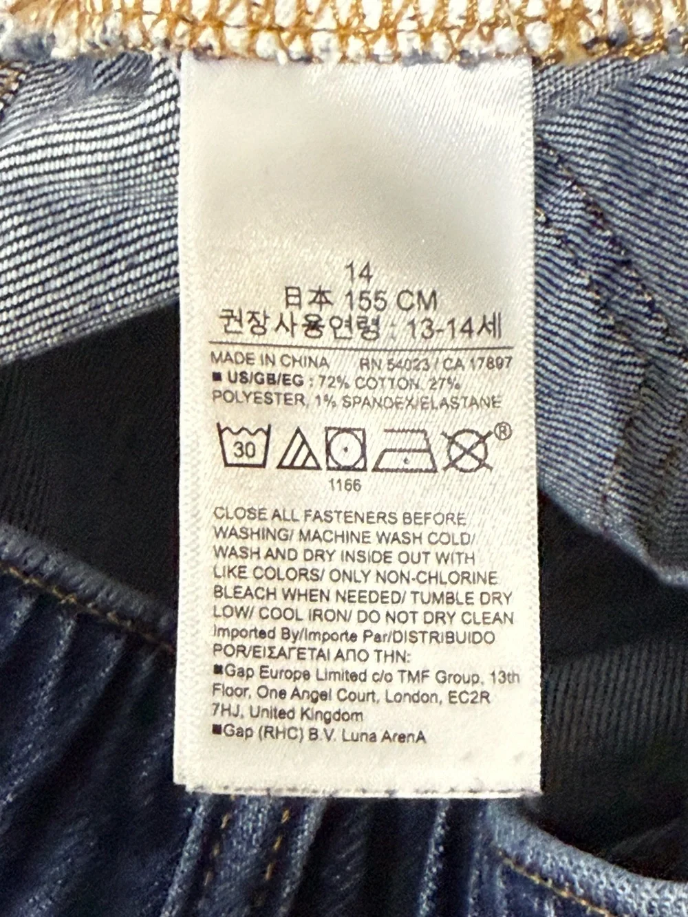 GAP Kids Denim Straight Jeans Elastic Waist Blue Size 14